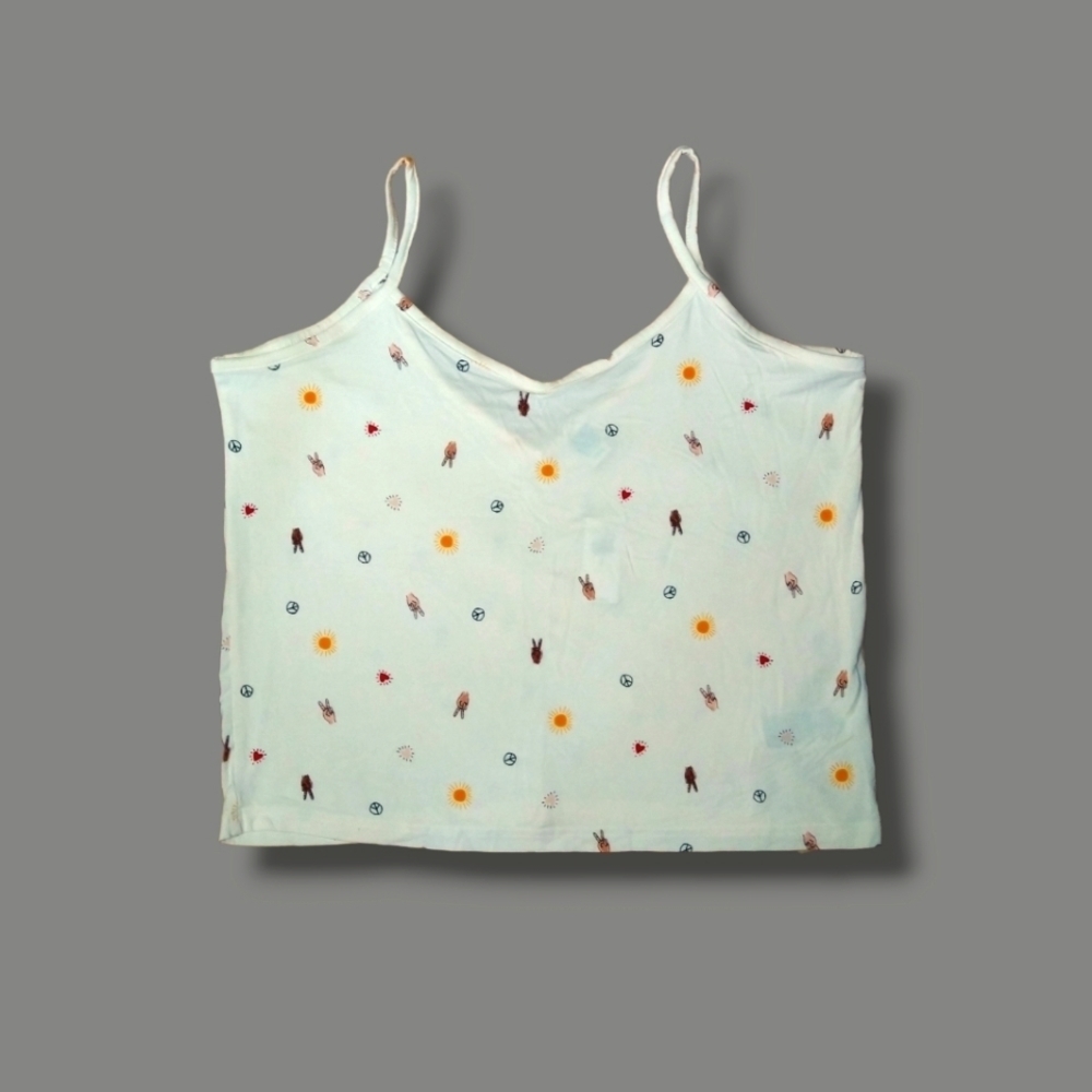 Old Navy Oversized Cropped "Sunday sleep t peace signs" NWT size small soft